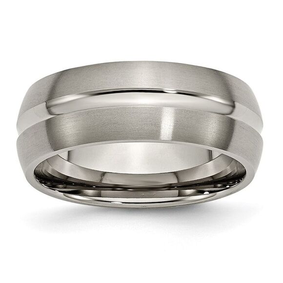 Kazi Luxury Chisel Titanium Brushed and Polished 8mm Grooved Band